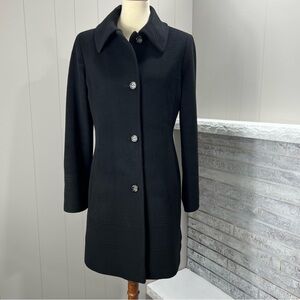 Fleurette Cashmere Blend Black Single Breasted Luxury Minimalist Dress Coat 10